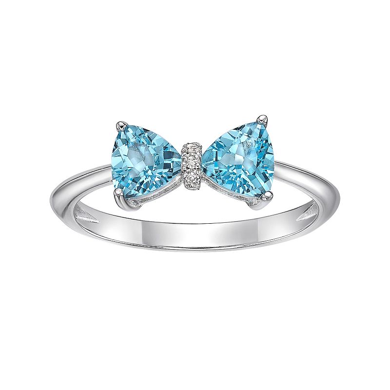 Gemminded Sterling Silver Blue Topaz & Diamond Accent Ring, Womens, Size: 