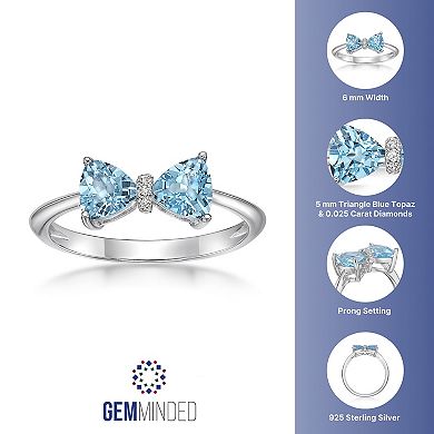 Gemminded Sterling Silver Blue Topaz & Diamond Accent Ring