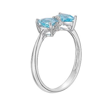 Gemminded Sterling Silver Blue Topaz & Diamond Accent Ring