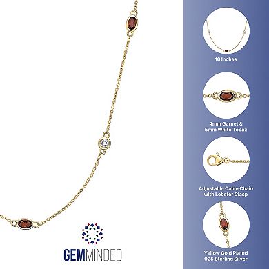 Gemminded 18k Gold Over Silver Garnet & White Topaz Necklace