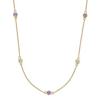 Gemminded 18k Gold Over Silver Amethyst & White Topaz Necklace