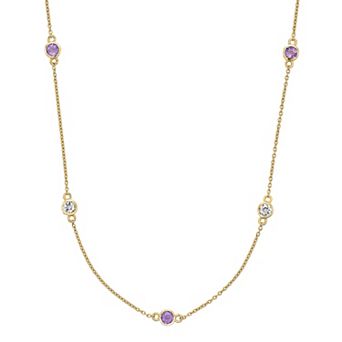 Gemminded 18k Gold Over Silver Amethyst & White Topaz Necklace