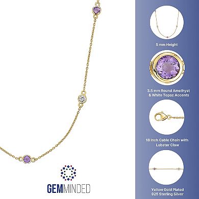 Gemminded 18k Gold Over Silver Amethyst & White Topaz Necklace