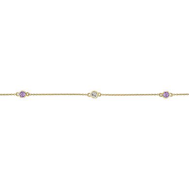 Gemminded 18k Gold Over Silver Amethyst & White Topaz Necklace