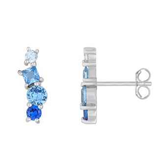 Gemminded Sterling Silver Blue Gemstone Earrings