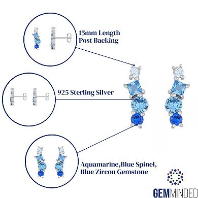 Gemminded Sterling Silver Blue Gemstone Earrings
