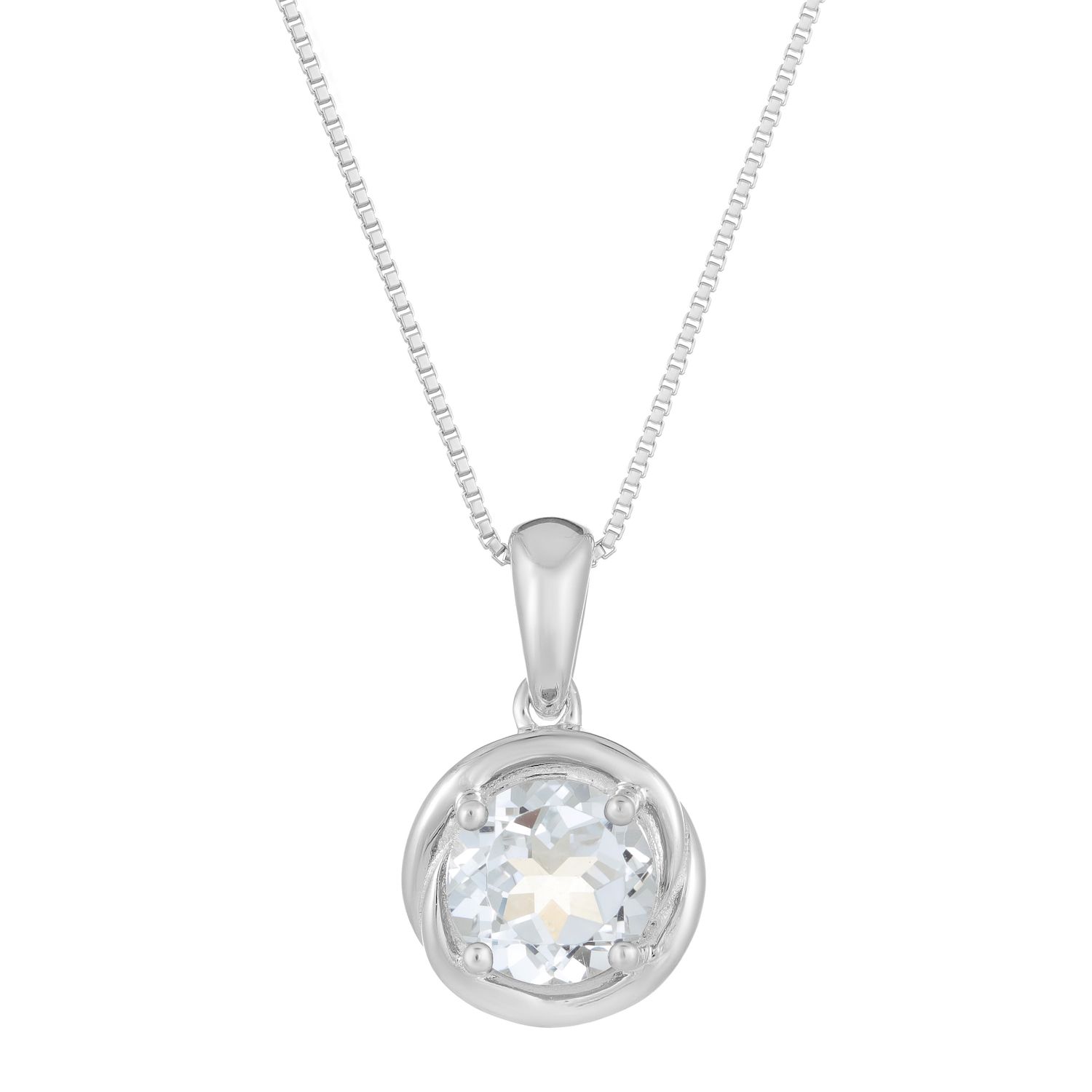 GemStar USA Sterling Silver Tanzanite & White Topaz Flower Pendant Necklace - 18 Inch Rolo Chain - View #3
