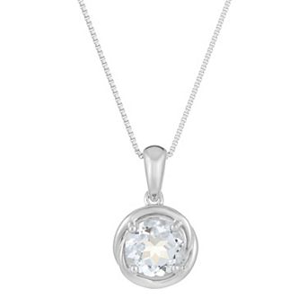 Gemminded Sterling Silver & White Topaz Circle Pendant Necklace