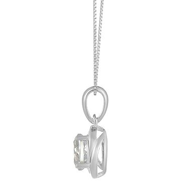 Gemminded Sterling Silver & White Topaz Circle Pendant Necklace