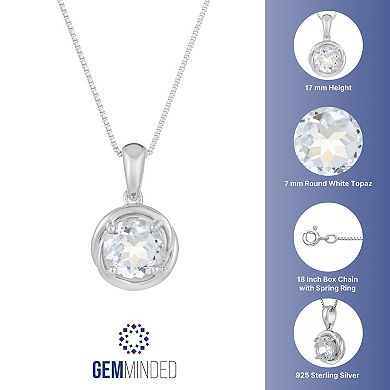 Gemminded Sterling Silver & White Topaz Circle Pendant Necklace