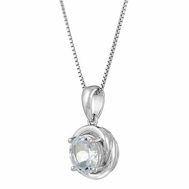 Gemminded Sterling Silver & White Topaz Circle Pendant Necklace