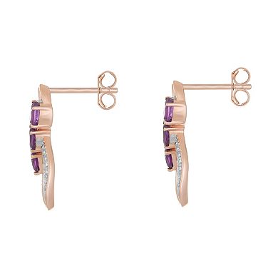 Gemminded 18k Rose Gold Plated Sterling Silver & Amethyst Figure-Eight Drop Earrings