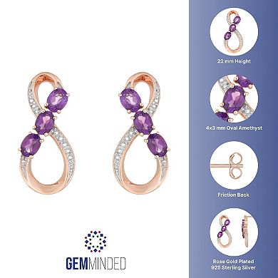 Gemminded 18k Rose Gold Plated Sterling Silver & Amethyst Figure-Eight Drop Earrings