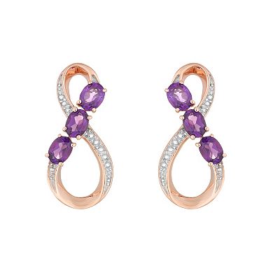 Gemminded 18k Rose Gold Plated Sterling Silver & Amethyst Figure-Eight Drop Earrings