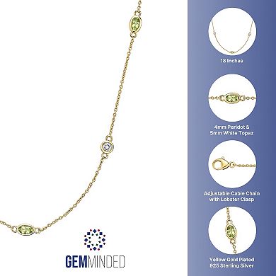 Gemminded 18k Gold Over Silver Peridot & White Topaz Station Necklace