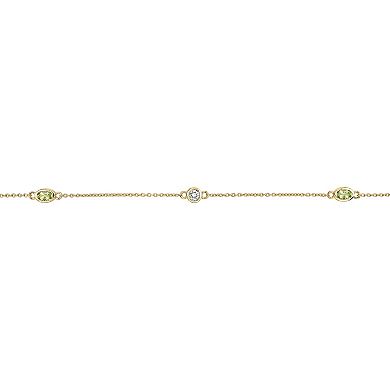 Gemminded 18k Gold Over Silver Peridot & White Topaz Station Necklace