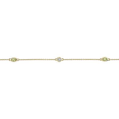 Gemminded 18k Gold Over Silver Peridot & White Topaz Station Necklace