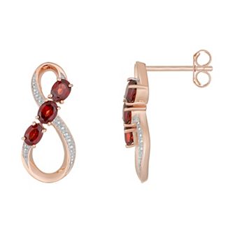 Gemminded 18k Rose Gold Plated Sterling Silver & Garnet Infinity Drop Earrings