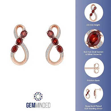 Gemminded 18k Rose Gold Plated Sterling Silver & Garnet Infinity Drop Earrings