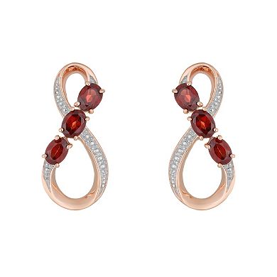 Gemminded 18k Rose Gold Plated Sterling Silver & Garnet Infinity Drop Earrings