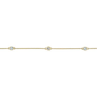 Gemminded 18k Gold Over Silver Blue Topaz & White Topaz Station Necklace