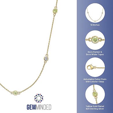 Gemminded 18k Gold Over Silver Peridot & White Topaz Station Necklace