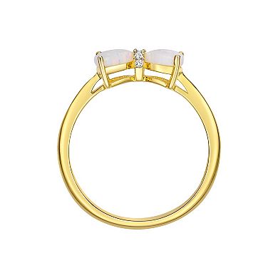 Gemminded 18k Gold Over Silver Lab-Created Opal & Diamond Accent Ring