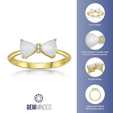 Gemminded 18k Gold Over Silver Lab-Created Opal & Diamond Accent Ring