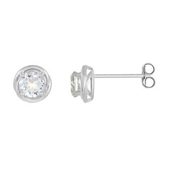 Gemminded Sterling Silver & White Topaz Round Stud Earrings