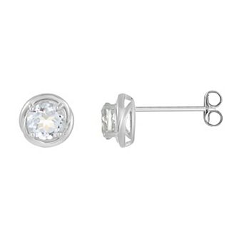 Gemminded Sterling Silver & White Topaz Round Stud Earrings