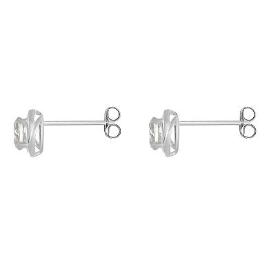 Gemminded Sterling Silver & White Topaz Round Stud Earrings