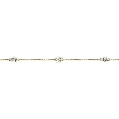 Gemminded 18k Gold Over Silver Blue Topaz & White Topaz Station Necklace