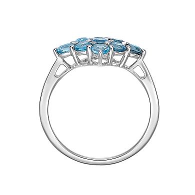Gemminded Sterling Silver & Diamond-Shaped Cluster Blue Topaz Ring