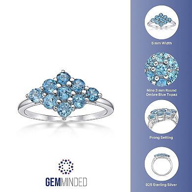 Gemminded Sterling Silver & Diamond-Shaped Cluster Blue Topaz Ring
