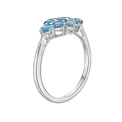 Gemminded Sterling Silver & Diamond-Shaped Cluster Blue Topaz Ring