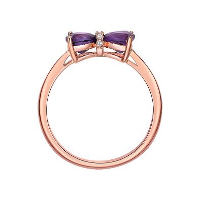 Gemminded 18k Gold Over Silver Amethyst & Diamond Accent Ring