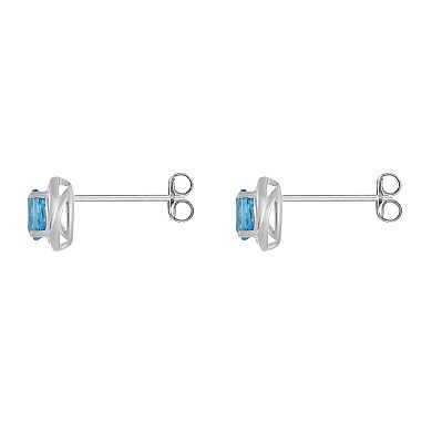 Gemminded Sterling Silver & Blue Topaz Round Stud Earrings