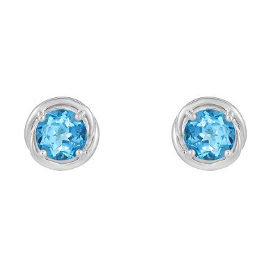 Gemminded Sterling Silver & Blue Topaz Round Stud Earrings