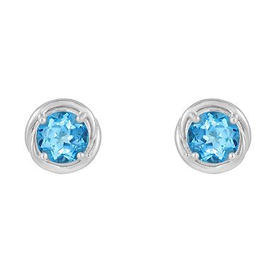Gemminded Sterling Silver & Blue Topaz Round Stud Earrings