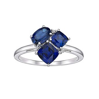 Gemminded Sterling Silver Lab-Created Sapphire & Lab-Created White Sapphire Cluster Ring