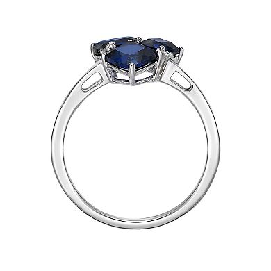 Gemminded Sterling Silver Lab-Created Sapphire & Lab-Created White Sapphire Cluster Ring