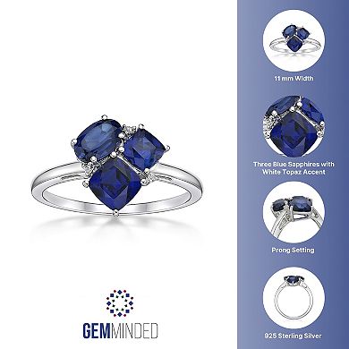 Gemminded Sterling Silver Lab-Created Sapphire & Lab-Created White Sapphire Cluster Ring