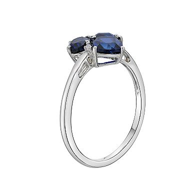 Gemminded Sterling Silver Lab-Created Sapphire & Lab-Created White Sapphire Cluster Ring