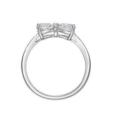 Gemminded Sterling Silver Heart-Shaped White Topaz & Diamond Accented Ring