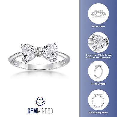 Gemminded Sterling Silver Heart-Shaped White Topaz & Diamond Accented Ring