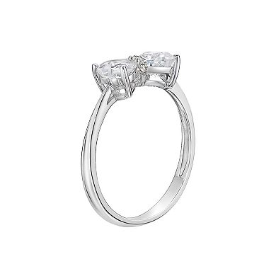 Gemminded Sterling Silver Heart-Shaped White Topaz & Diamond Accented Ring