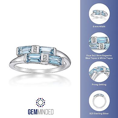 Gemminded Sterling Silver Blue Topaz & White Topaz Bypass Ring