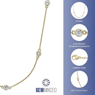 Gemminded 18k Gold Over Silver Lab-Created Aquamarine & Lab-Created White Sapphire Station Necklace