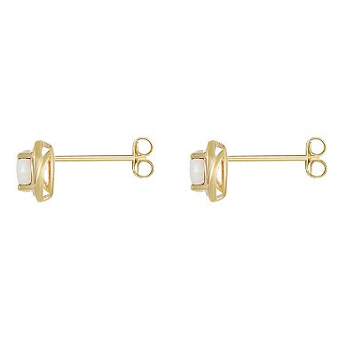 Gemminded 18k Gold Plated Sterling Silver & Lab-Created Opal Round Stud Earrings