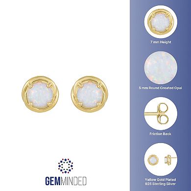 Gemminded 18k Gold Plated Sterling Silver & Lab-Created Opal Round Stud Earrings